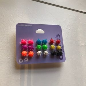 colored rubber spike earrings